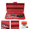Replaitz 46pcs 1/4-Inch Socket Ratchet Wrench Combo Tools Kit for Auto Repairing 1/4