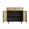 31.5'' Wide 2 Drawer Sideboard, Modern Furniture Decor, Made with Iron + Carbonized Bamboo, Easy Assembly - Gold