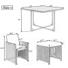 (9-Piece) Patio All-Weather PE Wicker Dining Table Set with Wood Tabletop for 8, Black Rattan+Beige Cushion - black - Rattan