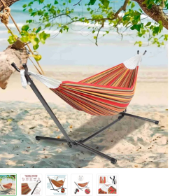 2-Person Hammock with Space Saving Steel Stand