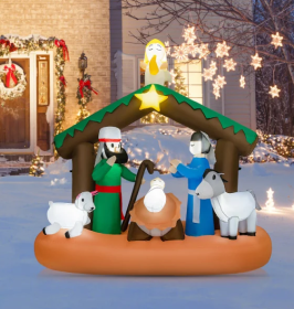 6 Feet Lighted Christmas Inflatable Nativity Scene Decoration