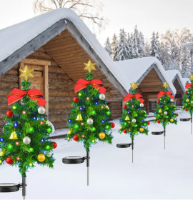 Solar Christmas Tree Pathway Lights, Waterproof Outdoor Decorations