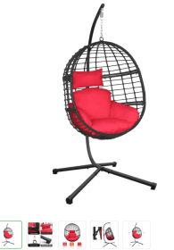 Indoor Outdoor Hanging Egg Chair with Stand